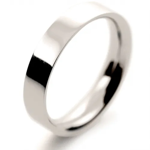 Flat Court Medium - 4mm (FCSM4 W) White Gold Wedding Ring